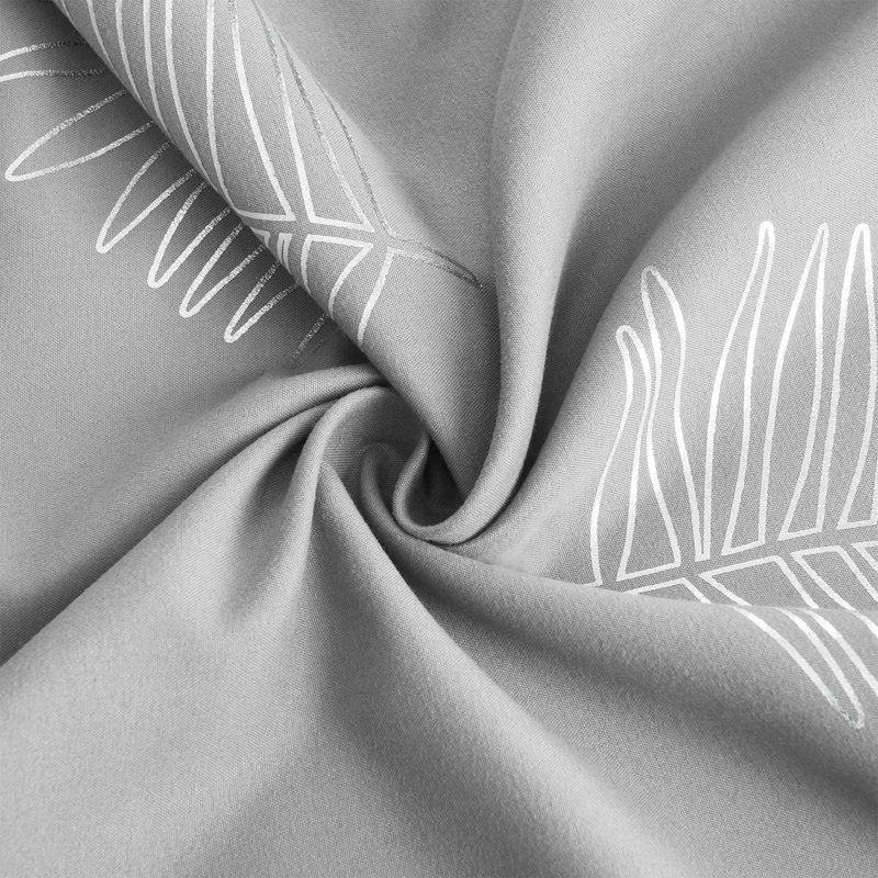 Glitter Tropical Monstera Metallic Printed Shower Curtains for Bathroom, Gray