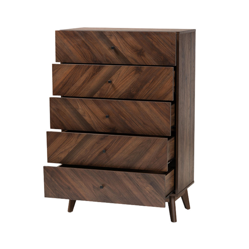 Commode 5 tiroirs en bois manufacturé brun Meisha