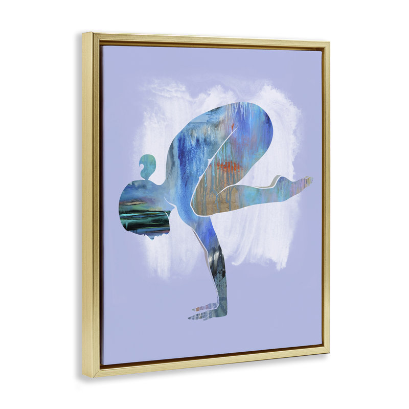 «Mindful Yoga Pose» par Tim Parker, Cadre flottant métallique doré, H 21 po x l 17 po