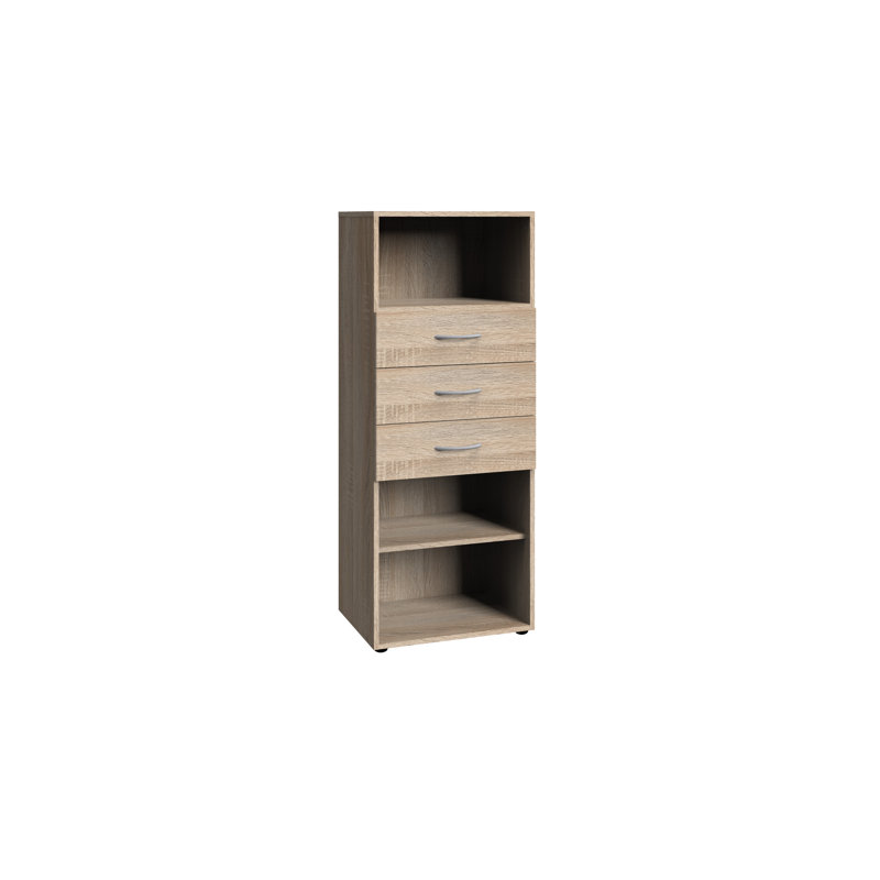 Agir Wood Shelving Unit, Oak Sawed Raw, 126cm H x 50cm W x 40cm D