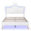 Upholstered Bed Frame With LED Lights,Modern Upholstered Princess Bed With Crown Headboard (Bed)-1070414933-1070414932