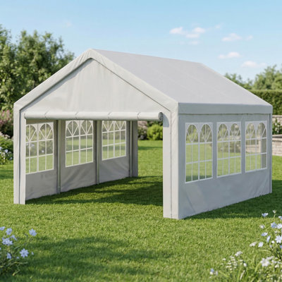 Carport-Style Canopy and Party Tent Measuring 10x20 Feet, Outdoor Use, Includes Removable Sidewalls, Suitable for Commercial Events, Parties, Weddings, and Barbecues