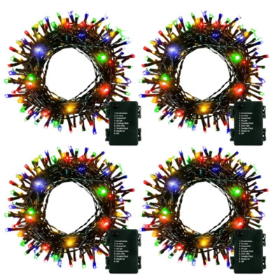 4 Pack Dark Green Wire Rgby String Lights 16.5ft