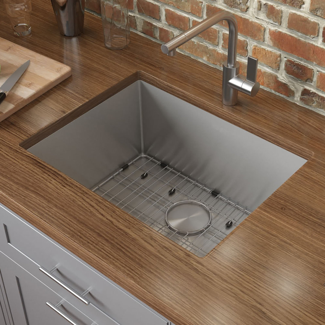 Ruvati Bar Prep Sink Narrow Trough Undermount 16 Gauge Stainless Steel Single Bowl Ruvati 