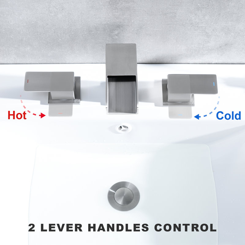 Robinet de salle de bain à 2 poignées avec drain, Nickel brossé