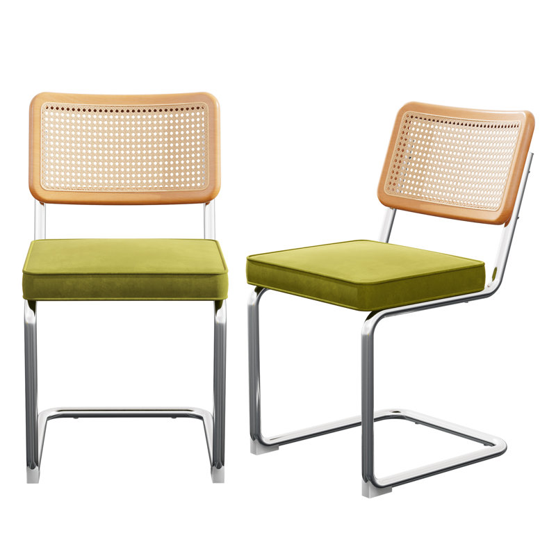 Chaise d'appoint rembourrée en velours Amyris, Chrome, Vert