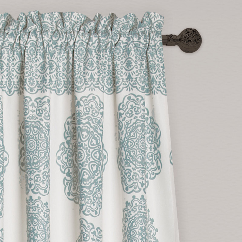 Stripe Medallion Room Darkening Curtain Pair, Blue, 52" W x 84" L