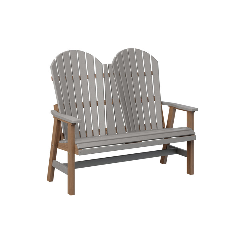Berlin Gardens Comfo Back Loveseat, Light Gray Top/Antique Mahogany Base