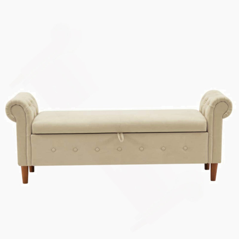 Multifunctional Storage Rectangular Sofa Stool, Beige