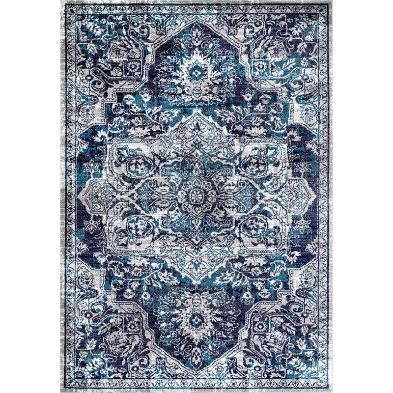 Doron Oriental Blue Area Rug, Rectangle 6'7" x 9'