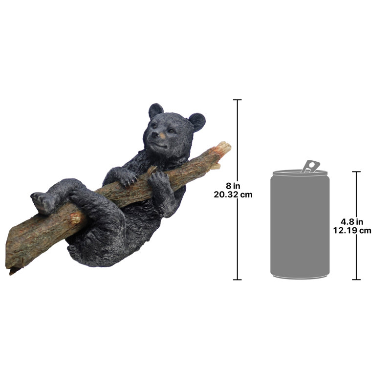 Hand-Painted Black Bear Cub Climbing and Hanging Resin Statue Set