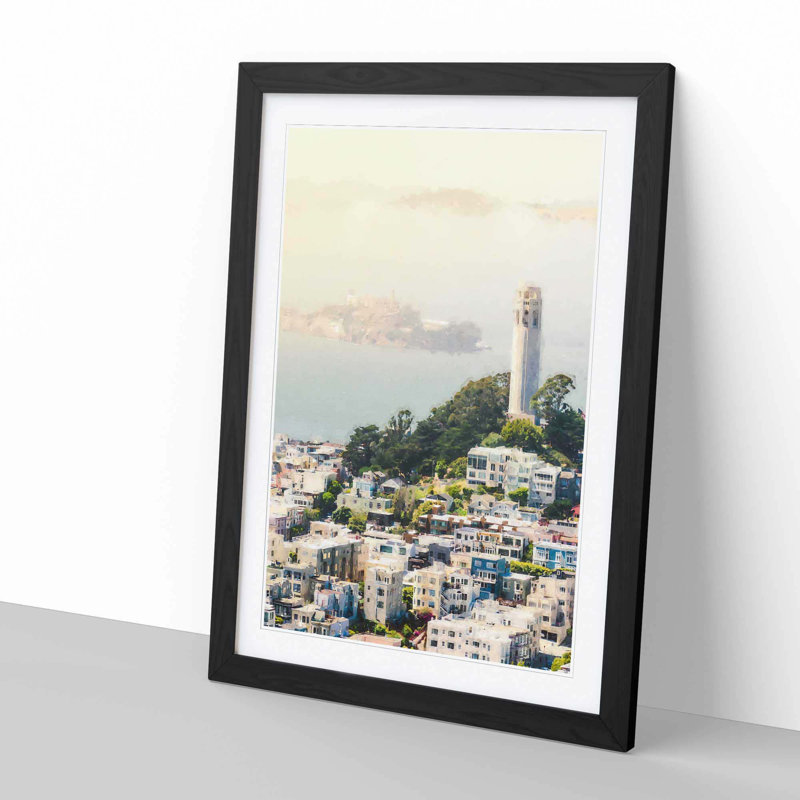 View of Alcatraz in San Francisco - Picture Frame Graphic Art Print, 50cm H x 35cm W x 2cm D, Black