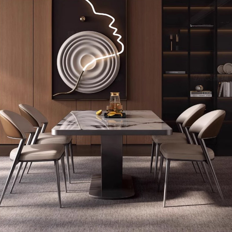 6 - Person Pedestal Dining Set, 29.53"H x 70.87"L x 31.5"W