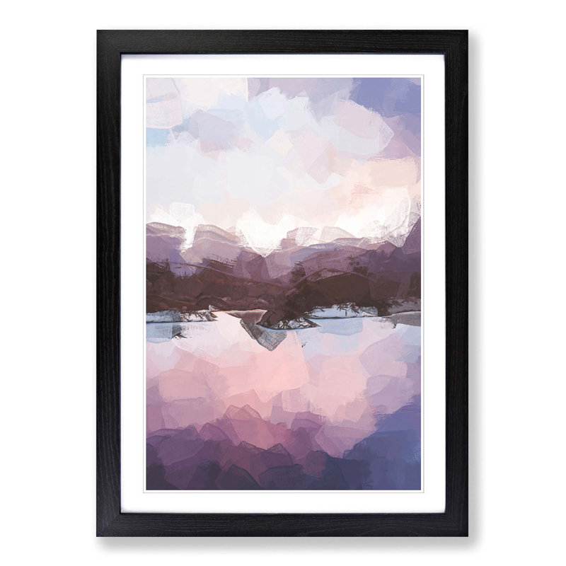 Calm Lake in Abstract - Picture Frame Painting Print, Black Framed, 36cm H x 27cm W x 2cm D