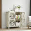 Armoire de rangement autoportante crème avec tablettes réglables