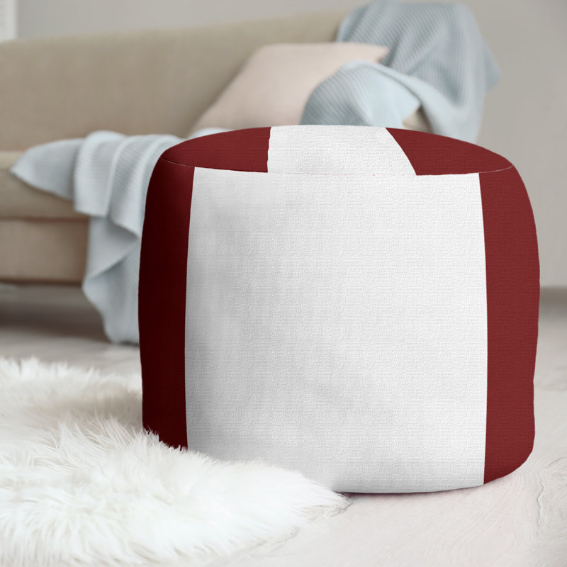 Repose-pieds cubique rond à rayures 20,5", Marron / blanc / marron