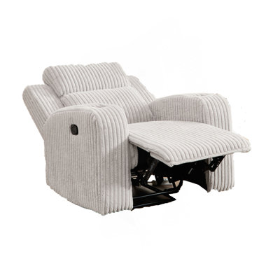 Recliner Sofa Couch 1-Seater, Manual Recliner Corduroy, Cup Holders, Reclining Couch For Living Room