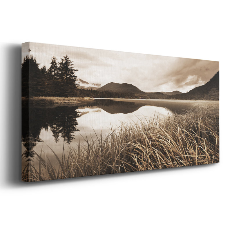 Calm Lake - Toile tendue avec châssis - Prêt à accrocher, H 12 po x l 30 po