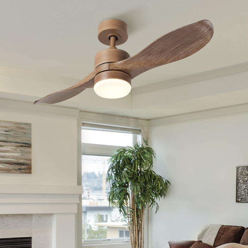 Ventilateur de plafond à DEL standard 42 po avec télécommande et ensemble d'éclairage inclus Jaclyn, Noyer naturel