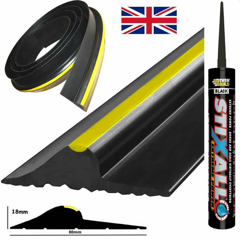 Garage Door Floor Threshold Weather Seal, 1.8cm H x 305cm W x 8cm D