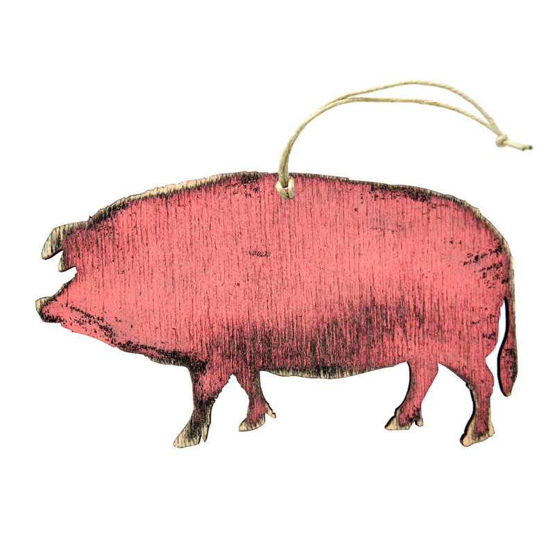 5'' Handmade Wood Animals Holiday Shaped Ornament