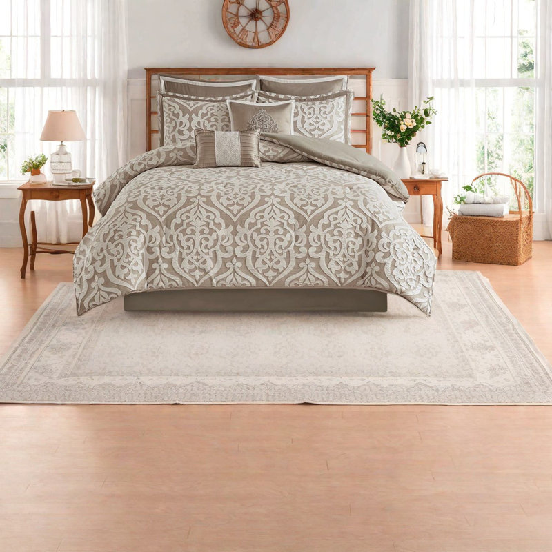 Ensemble de literie pour très grand lit luxueux, polyester jacquard, confort élégant toute l'année