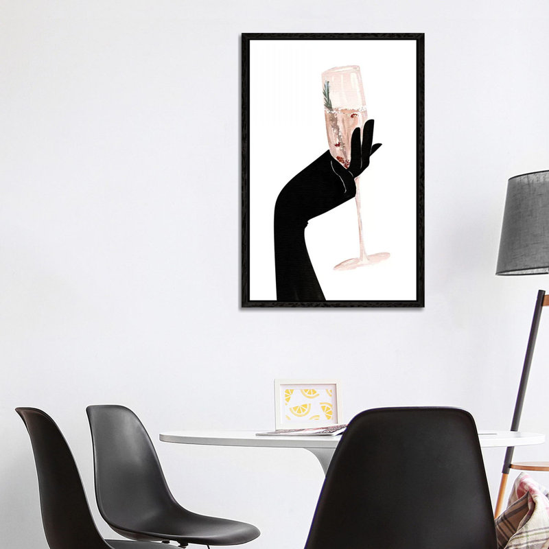 Champagne Chic by Sabina Fenn - Print on Canvas, Black Floater Framed, 101.6cm H x 66.04cm W x 3.81cm D