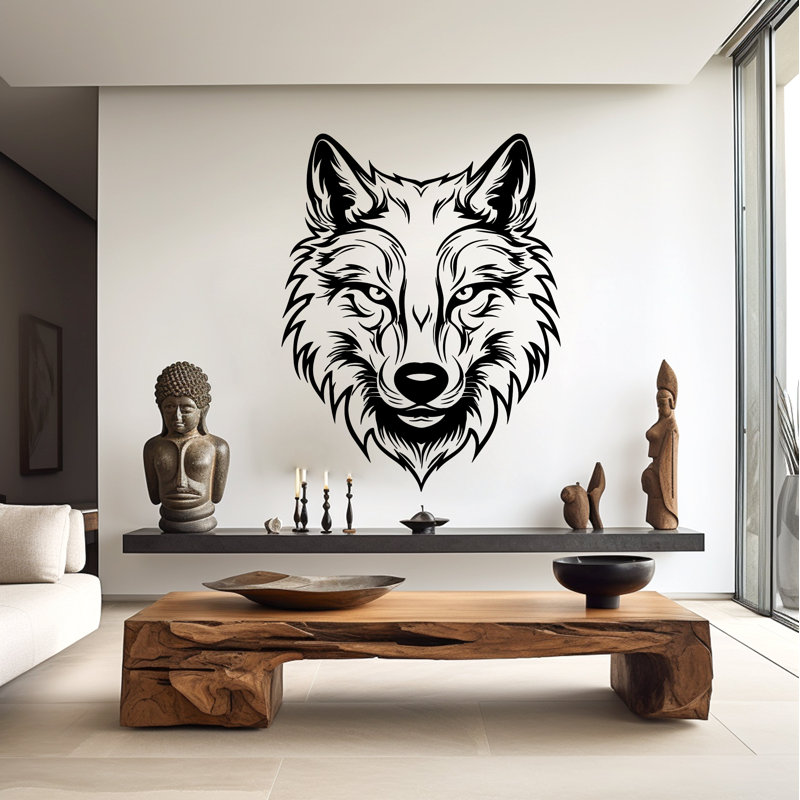 wolf head wall sticker wolf decal, 44" x 54"