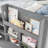 Loft Bed With Multi-Storage Shelves And Storage, Low Loft Bed With Curtain Under The Bed And Chalkboard, No Box Spring Needed-210920772-210920795