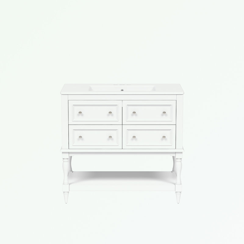 Ensemble de meuble-lavabo avec lavabo et 4 tiroirs, Blanc