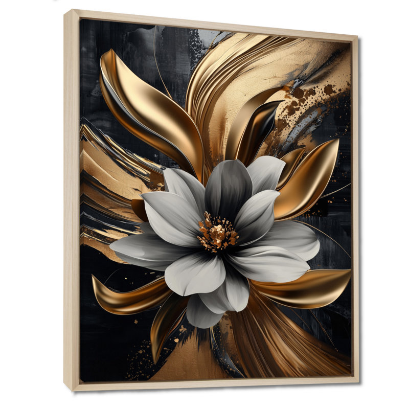 Impression sur toile encadrée Juliet Golden Dahlia Petal I - Dahlia, H 32 po x l 24 po, Crème, crème