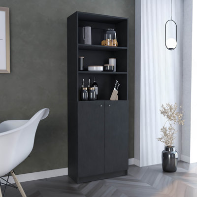 Home 2-Door Bookcase, Modern Storage Unit With Dual Doors And Multi-Tier Shelves