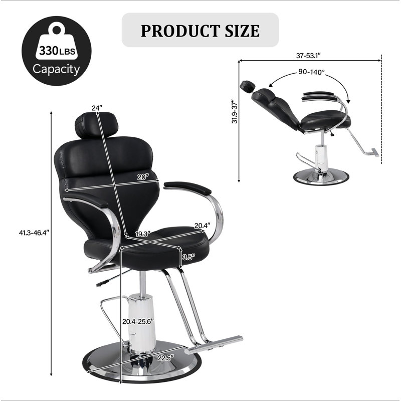 Premium Reclining Barber Chair Salon Chair For Hair Stylist With Heavy Duty Hydraulic Pump, 360° Rotation, Tattoo Chair  Shampoo Beauty Salon Equipment,  Max Load Weight 330 Lbs