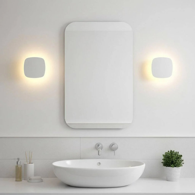 UltraBeam 6 Watt LED Square White Bathroom Wall Light 600 Lumen Width 180mm