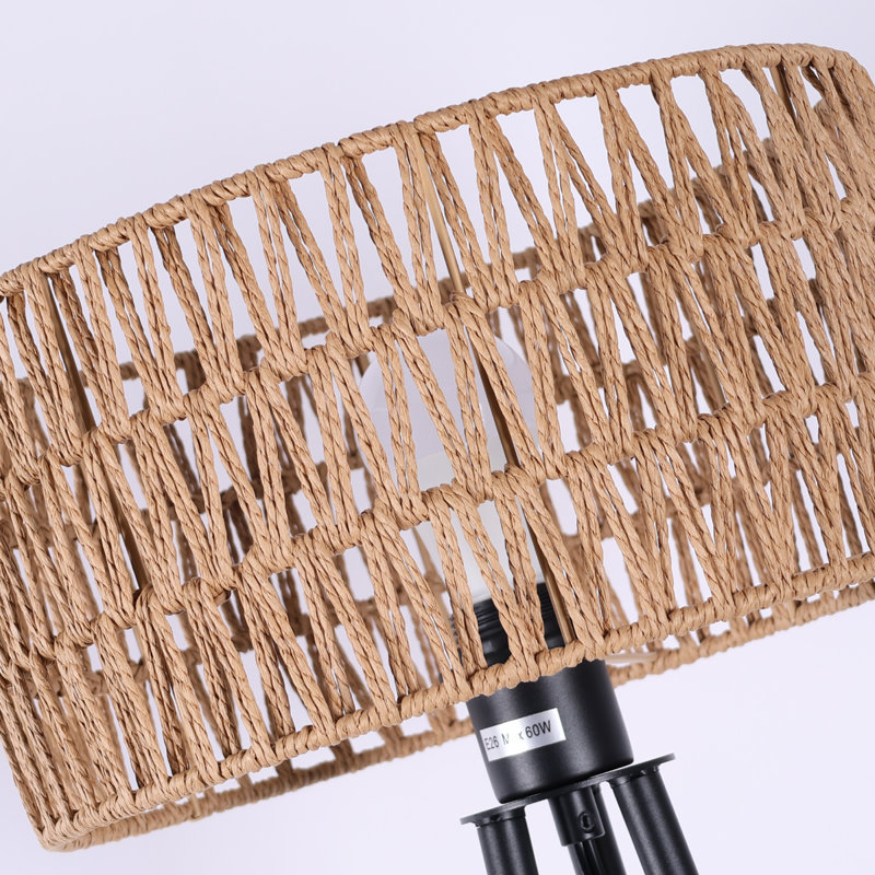 Kahani 66.14'' Farmhouse Boho Rattan Tray Table Floor Lamp with 1 Bulb Included