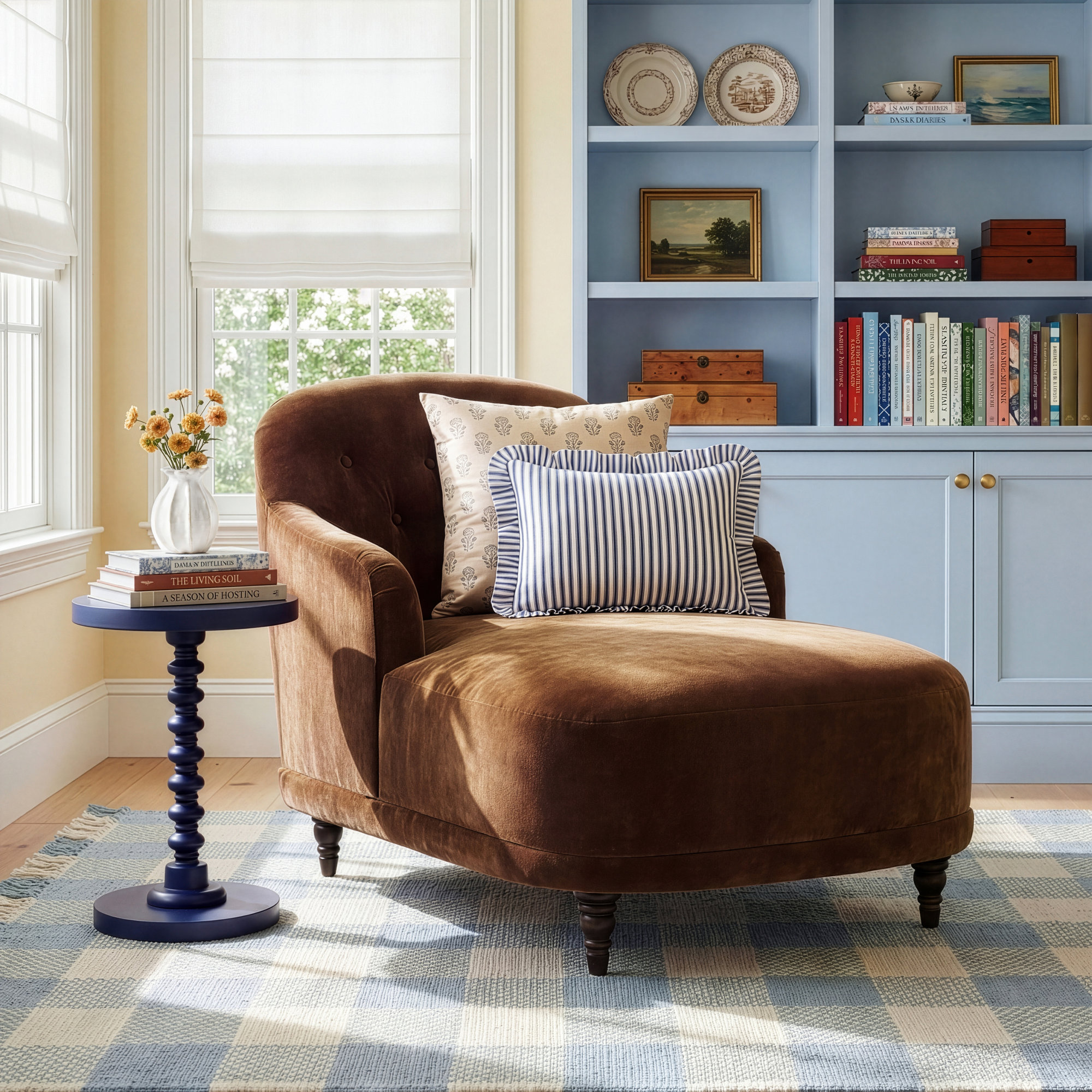 Upholstered Chaise Lounge, Altair Sienna Polyester