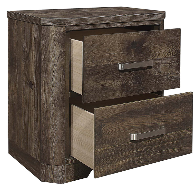 Table de chevet 1 pièce Rustic Brown Finish Brown