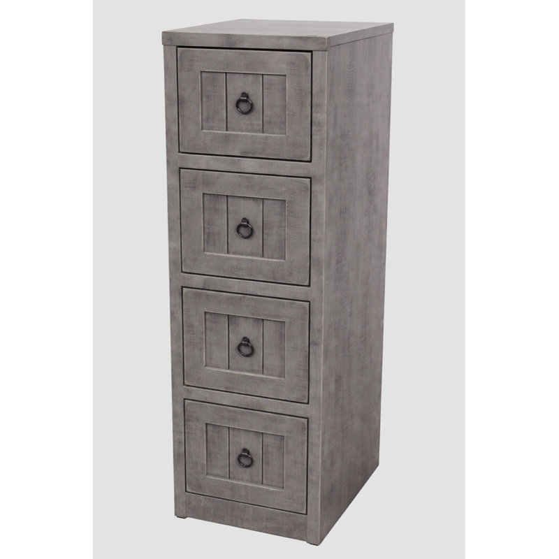 Raina 17.25'' Wide 4 -Drawer Solid Wood File Cabinet, Rustic Barnwood