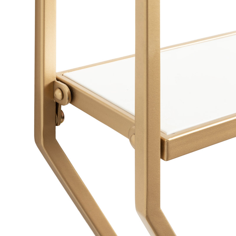 Barchetta 4 Piece Accent Shelf, White/Gold