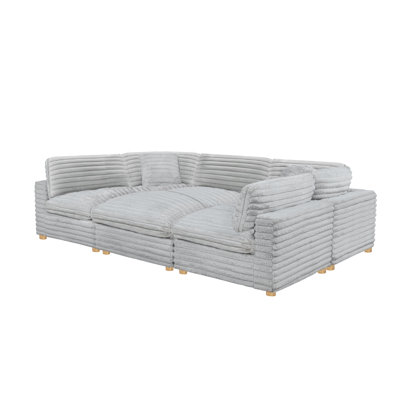 6-Piece Modular Sectional Set In Corduroy Velvet