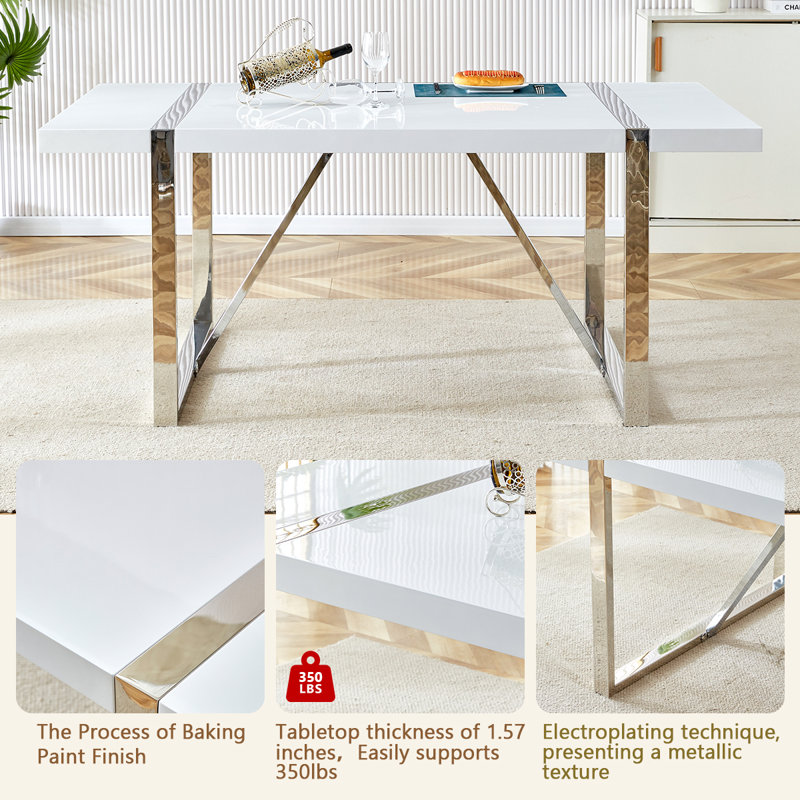 Ensemble de salle à manger pour 8 personnes Neithen, table de salle à manger rectangulaire moderne avec 8 chaises de salle à manger en similicuir de luxe