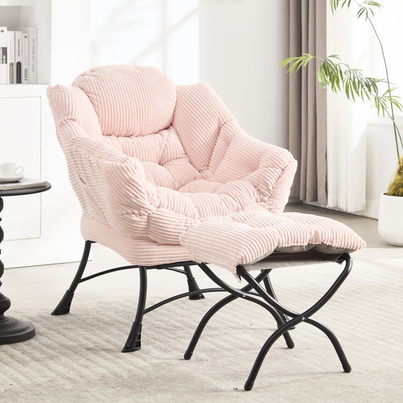 Rose, fauteuil paresseux avec, et stable, confortable, coton moelleux, utilisation de jardin moderne, flanelle douce d'accent, poche latérale, chambre à coucher