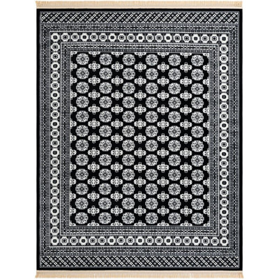 Tapis traditionnel Hinshaw noir et blanc