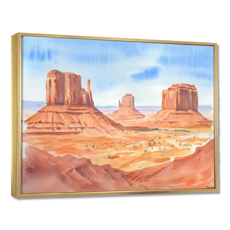 «Monument Valley in Ember Light - Southwestern Landscape», reproduction d'art sur toile encadrée, 24" H x 32" W
