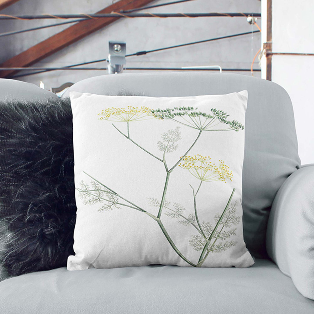 Blooming Fennel Flowers by Pierre-Joseph Redoute Cushion with Filling