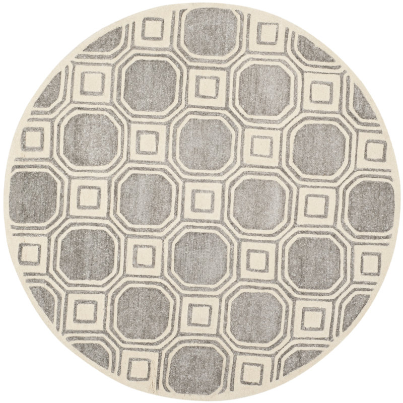 Tapis de performance géométrique touffeté à la main Trakia, Rond 6 pi