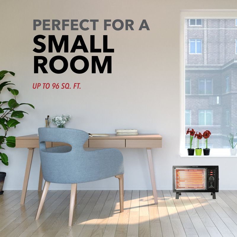 Compact Black Electric Space Heater with Adjustable Thermostat