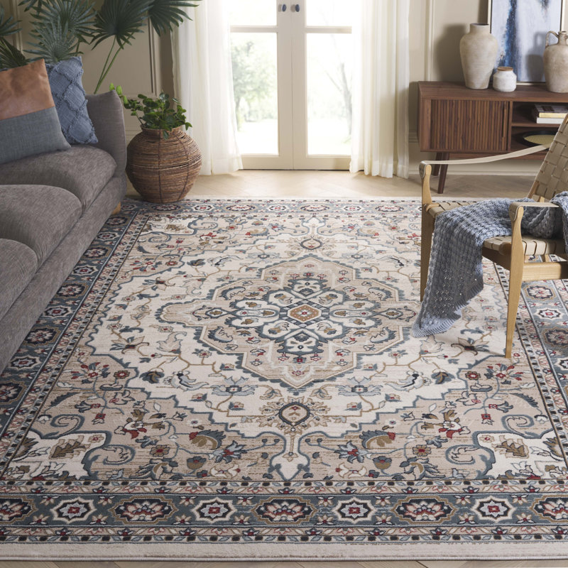 Tapis performance oriental Klose, Rectangle 10 pi x 14 pi, Teal/Gray
