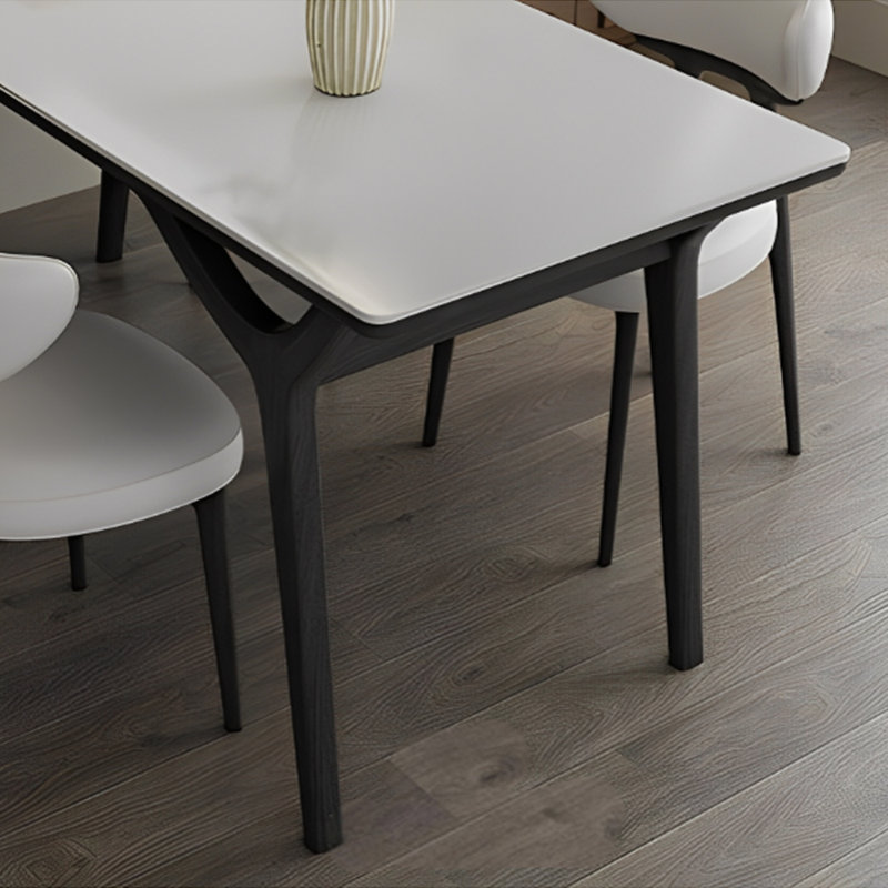 Minimalist family rock plate dining table sets, 29.52"H x 55.11"L x 31.49"W