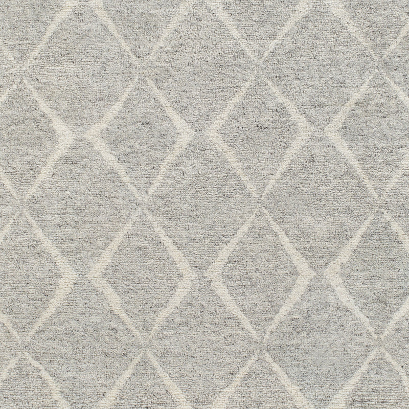 Glimp Geometric Hand Knotted Light Gray Area Rug, Rectangle 6' x 9'